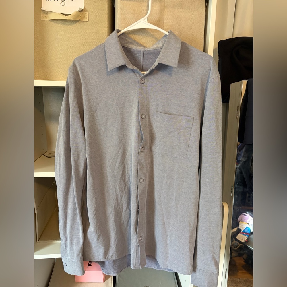 Lululemon commission shirt long sleeve men’s light blue Oxford collar